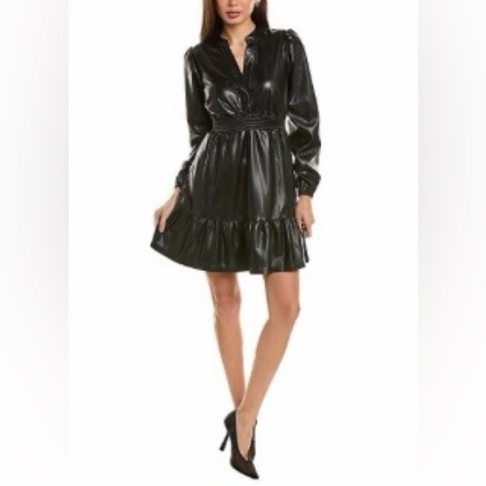 Hale Bob Emily Smocked Vegan Leather Dress - Picture 3 of 6
